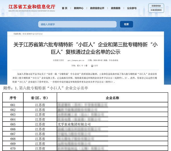 尤孚泵業(yè)集團(tuán)榮獲國家級專精特新“小巨人”稱號